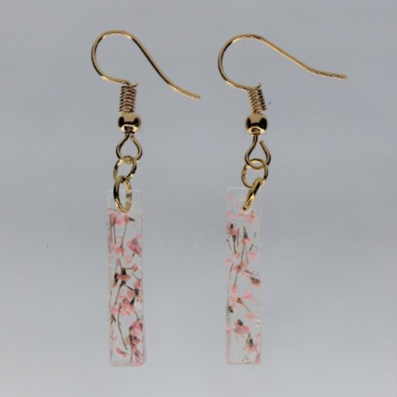 Queen Anne's Lace Pink Pressed Flower Earrings - Picture 6 of 7